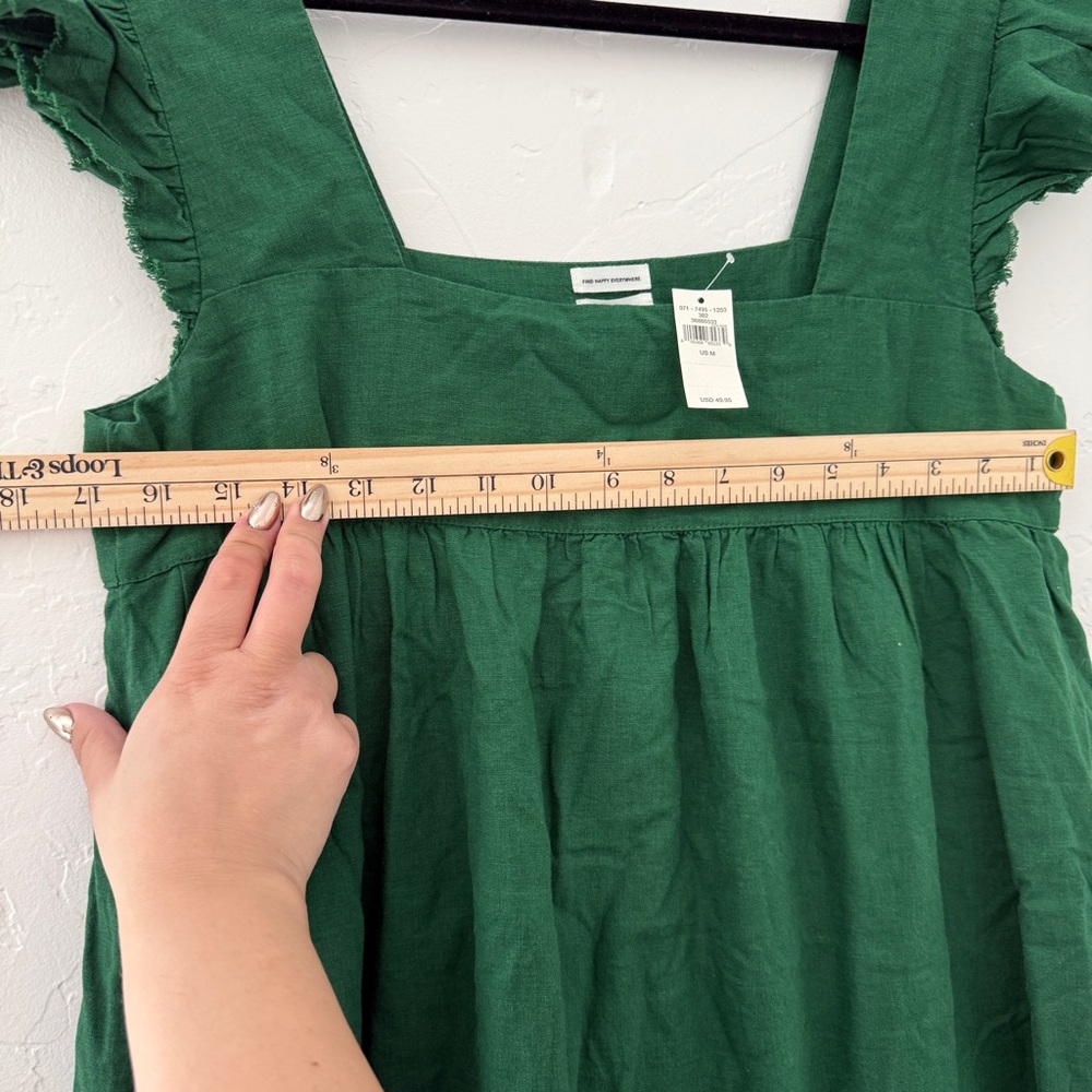 💚 American Eagle Green Ruffle Sleeve Babydoll Dress (Size L) - Picture 4 of 7